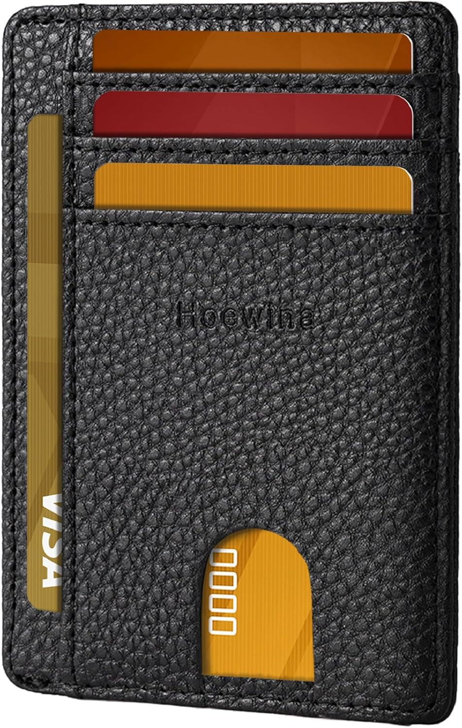 Men’s Slim Leather Wallet – RFID Blocking Minimalist Card Holder for Front Pocket (Cross Black)
