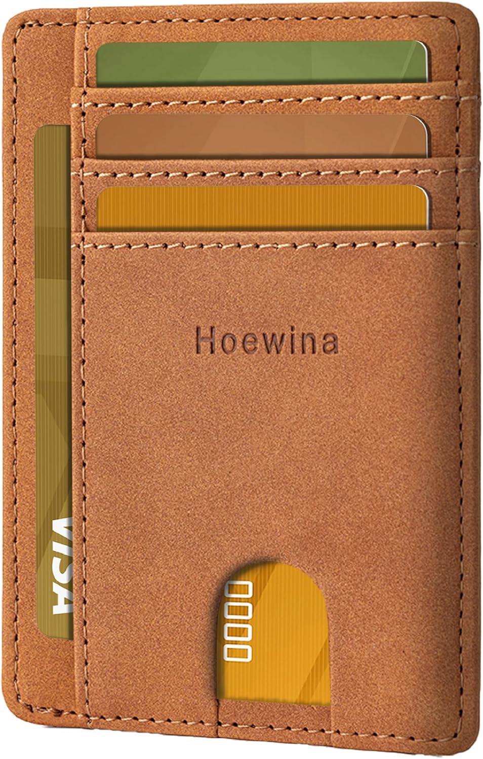 Men’s Slim Leather Wallet – RFID Blocking Minimalist Card Holder for Front Pocket (Cross Black)