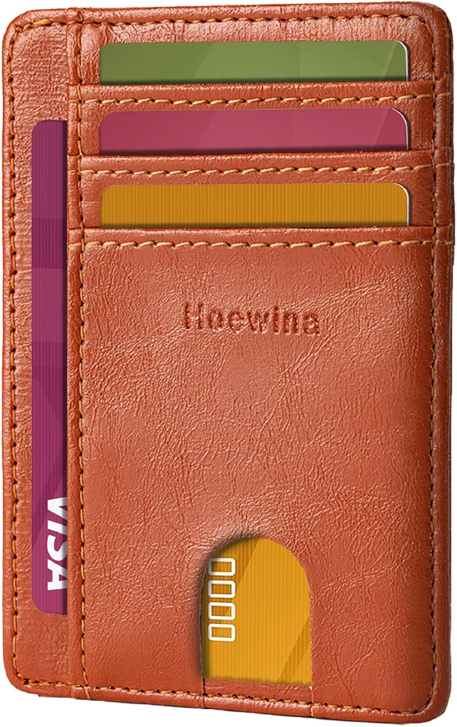 Men’s Slim Leather Wallet – RFID Blocking Minimalist Card Holder for Front Pocket (Cross Black)