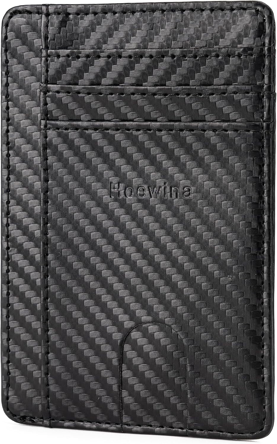 Men’s Slim Leather Wallet – RFID Blocking Minimalist Card Holder for Front Pocket (Cross Black)