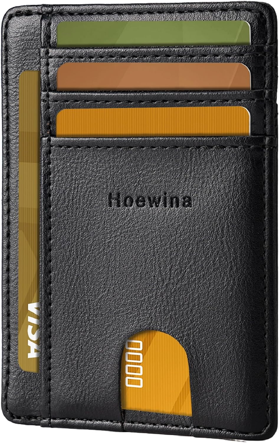 Men’s Slim Leather Wallet – RFID Blocking Minimalist Card Holder for Front Pocket (Cross Black)