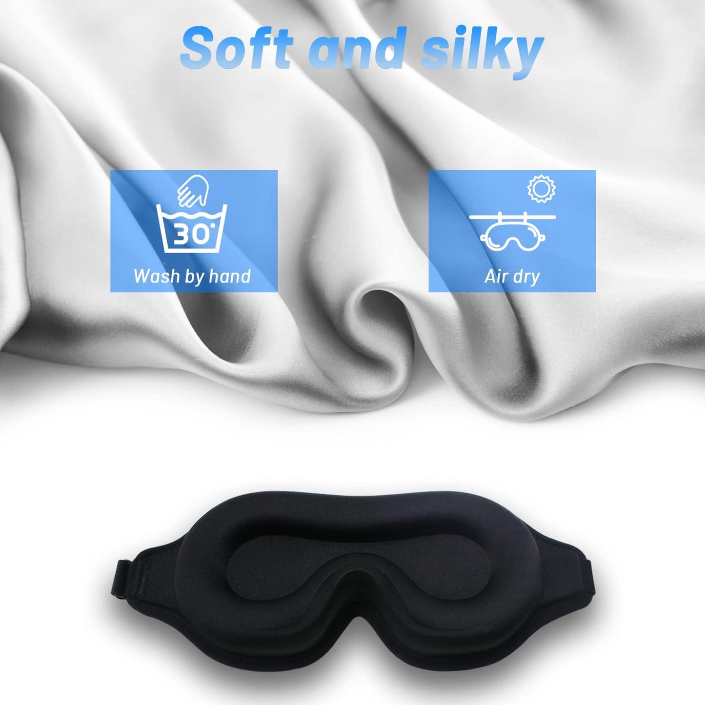 3D contoured adjustable Complete Light Blocking Eye Shade Sleep Mask for all positioned Men and Women sleepers