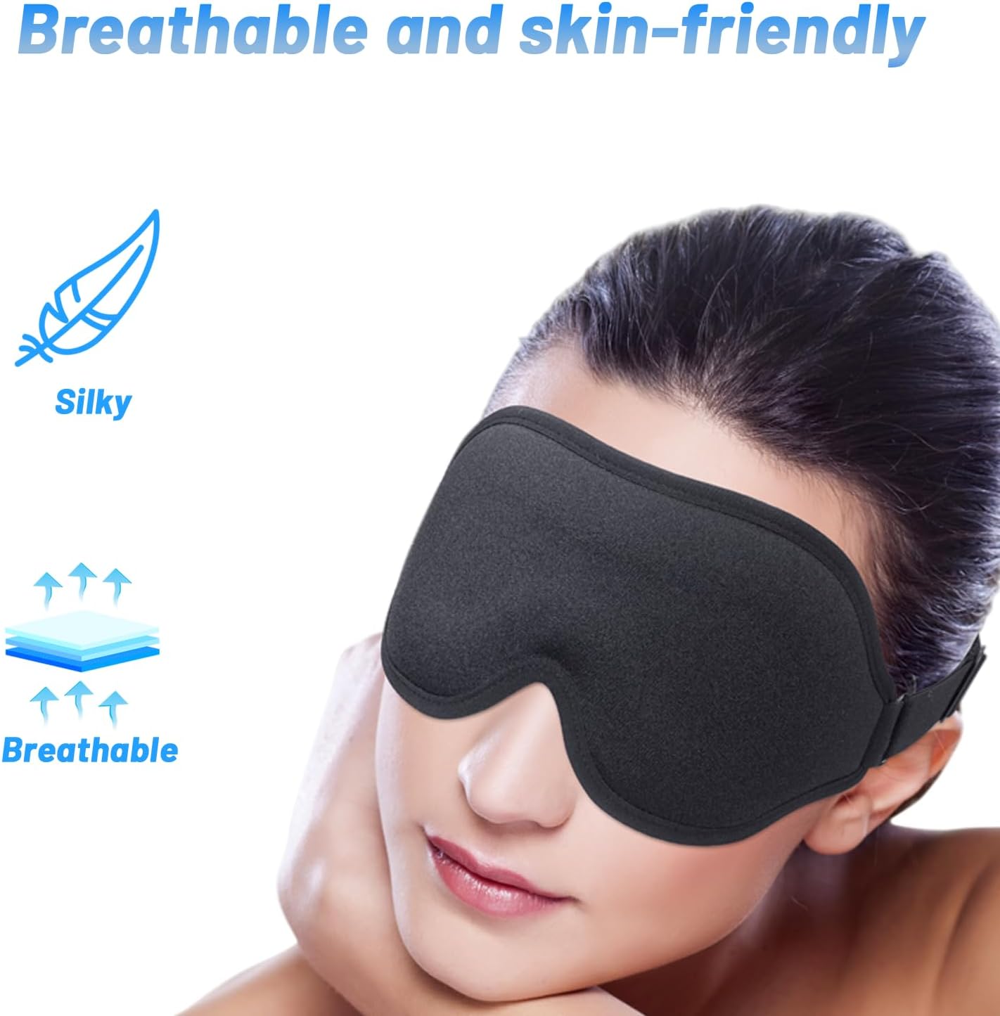 3D contoured adjustable Complete Light Blocking Eye Shade Sleep Mask for all positioned Men and Women sleepers