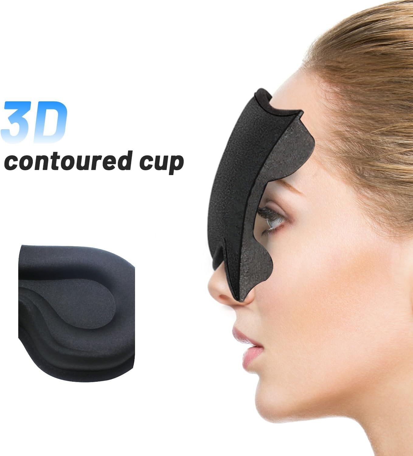 3D contoured adjustable Complete Light Blocking Eye Shade Sleep Mask for all positioned Men and Women sleepers