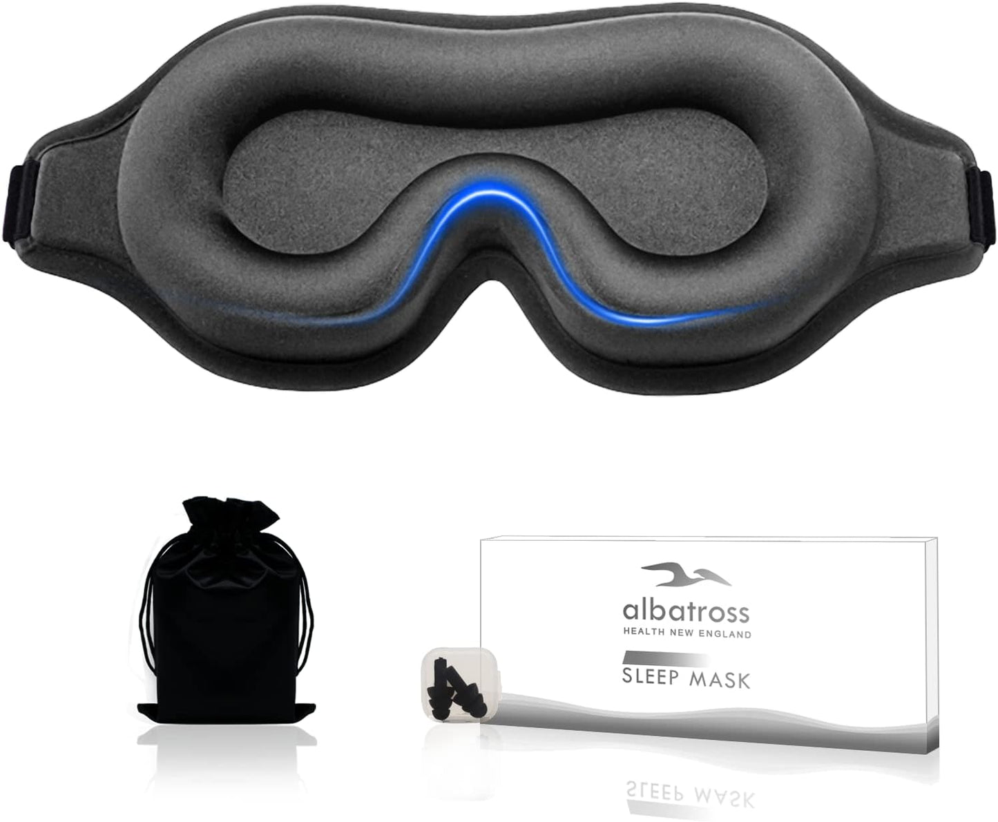 3D contoured adjustable Complete Light Blocking Eye Shade Sleep Mask for all positioned Men and Women sleepers