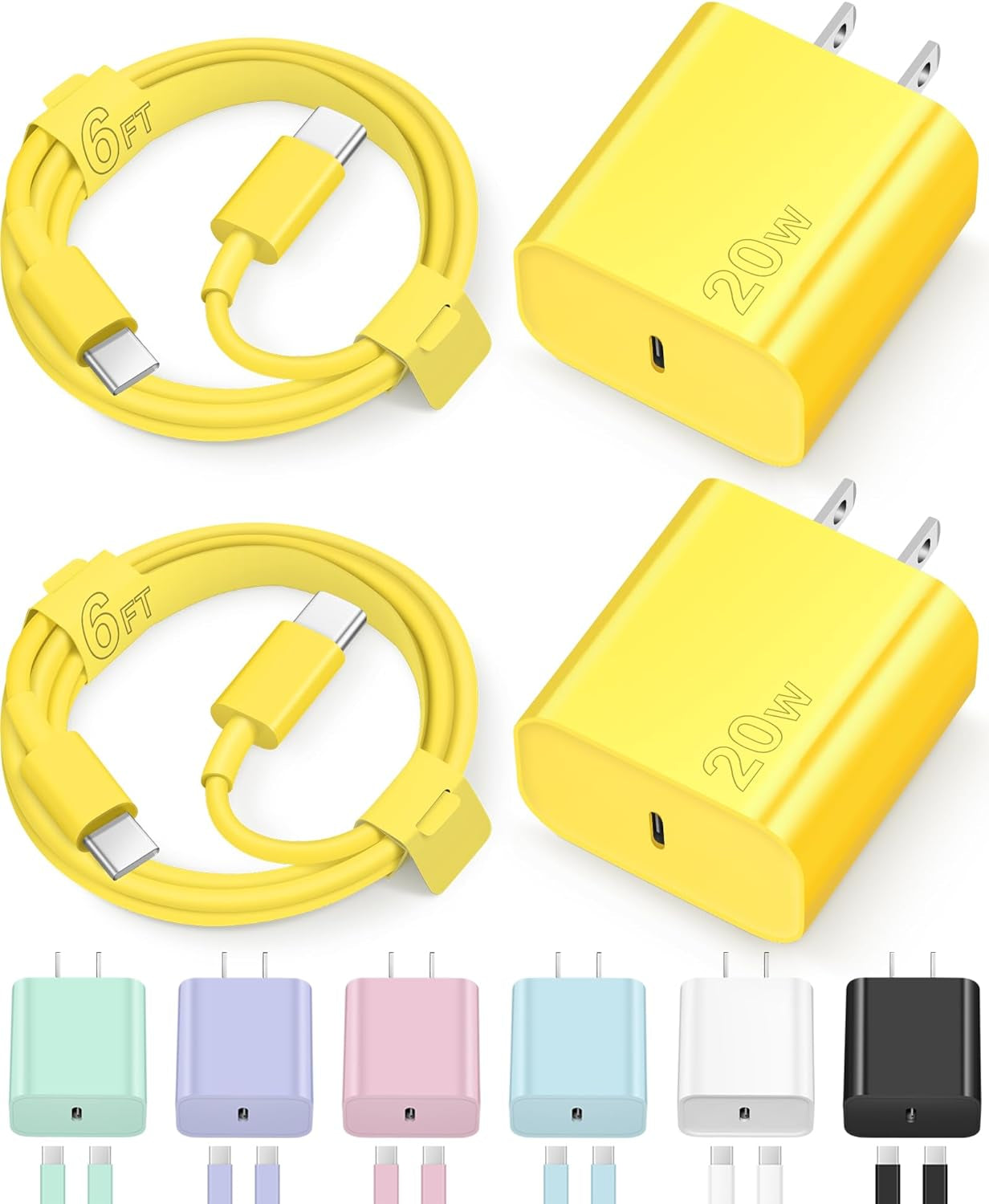 Iphone 16 15 Charger Fast Charging Type C Chargers USB C Charger Block Iphone 16 Chargers with 2 Pack 6FT Cable for Iphone 16/16 Plus/16 Pro/16 Pro Max/Iphone 15/15 Pro Max/Ipad Pro/Airpods