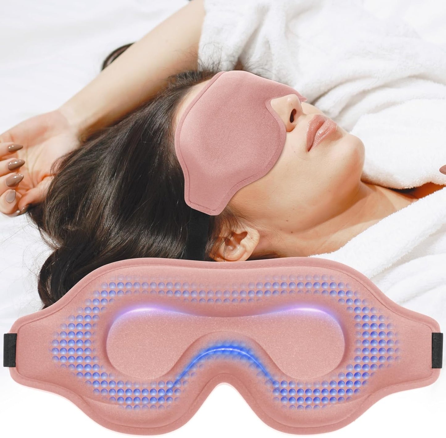 3D contoured adjustable Complete Light Blocking Eye Shade Sleep Mask for all positioned Men and Women sleepers