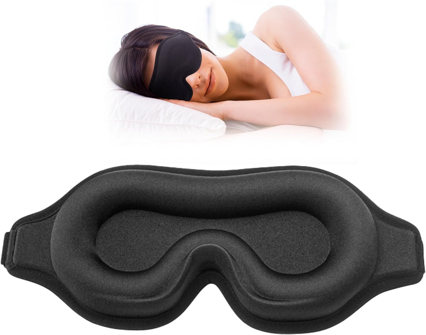 3D contoured adjustable Complete Light Blocking Eye Shade Sleep Mask for all positioned Men and Women sleepers