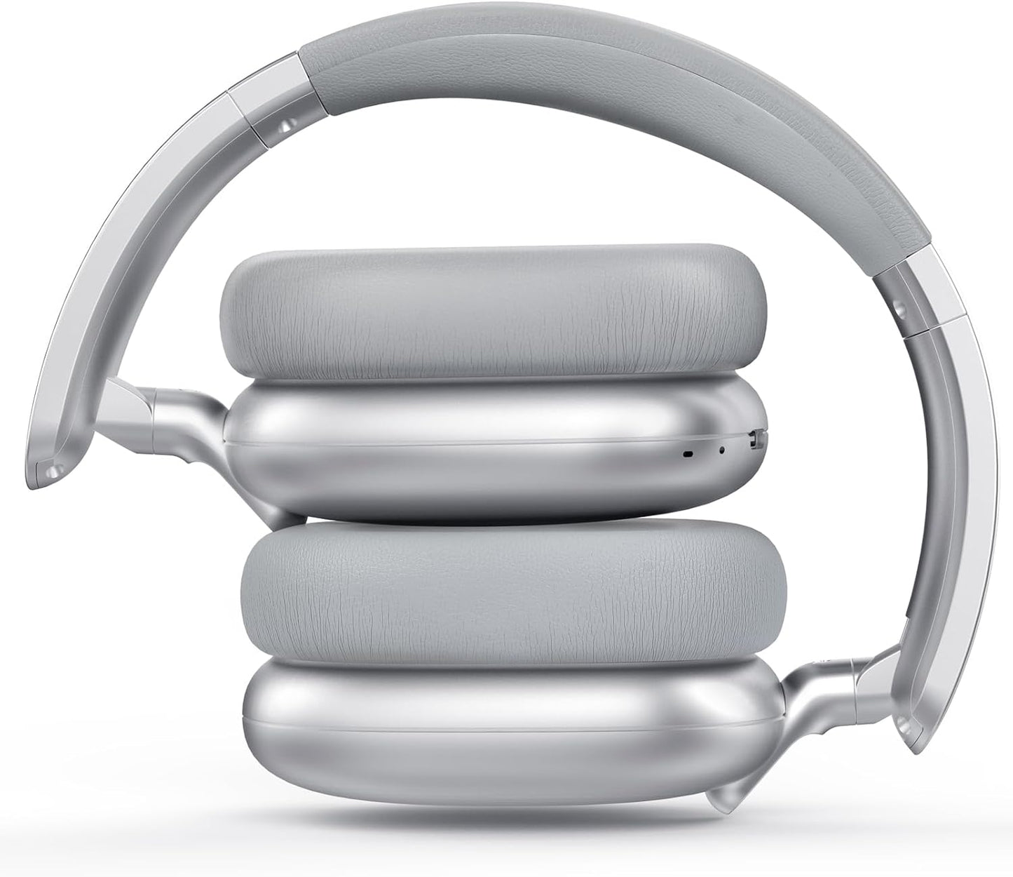 Silver C6 Active Noise Cancelling Wireless Over the Ear Bluetooth Headphones, 60H Playtime, Lightweight Folding Deep Bass Comfort Fitted Ear Cups Headset with Mic for Ipad/Travel/Pc/Home/gym