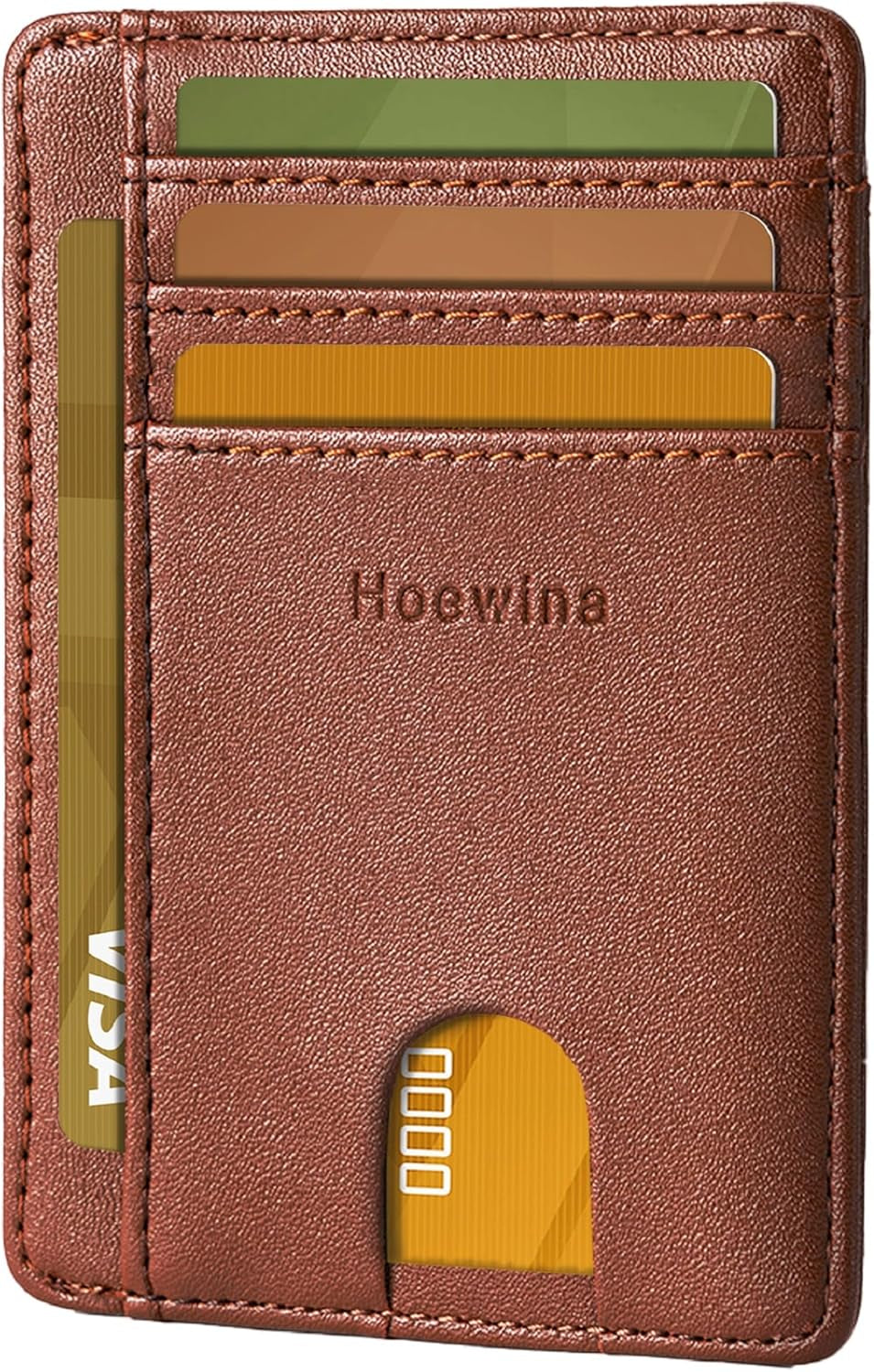 Men’s Slim Leather Wallet – RFID Blocking Minimalist Card Holder for Front Pocket (Cross Black)