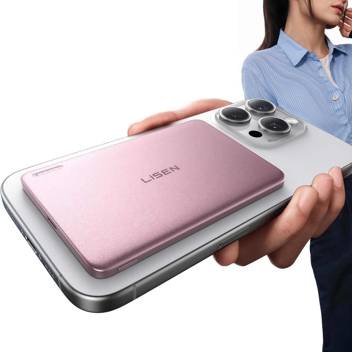 0.3‘’ Ultra Slim Magsafe Portable Charger Iphone,5000Mah Wireless Card Slim Magsafe Battery Pack,Europe Vacation Essential Phone Accessories,Magnetic Power Bank for Iphone 16 Pro Max/15/14/13/12