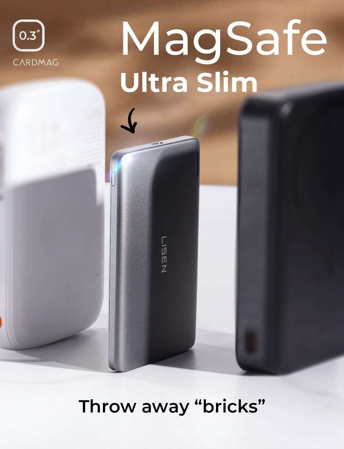 0.3‘’ Ultra Slim Magsafe Portable Charger Iphone,5000Mah Wireless Card Slim Magsafe Battery Pack,Europe Vacation Essential Phone Accessories,Magnetic Power Bank for Iphone 16 Pro Max/15/14/13/12