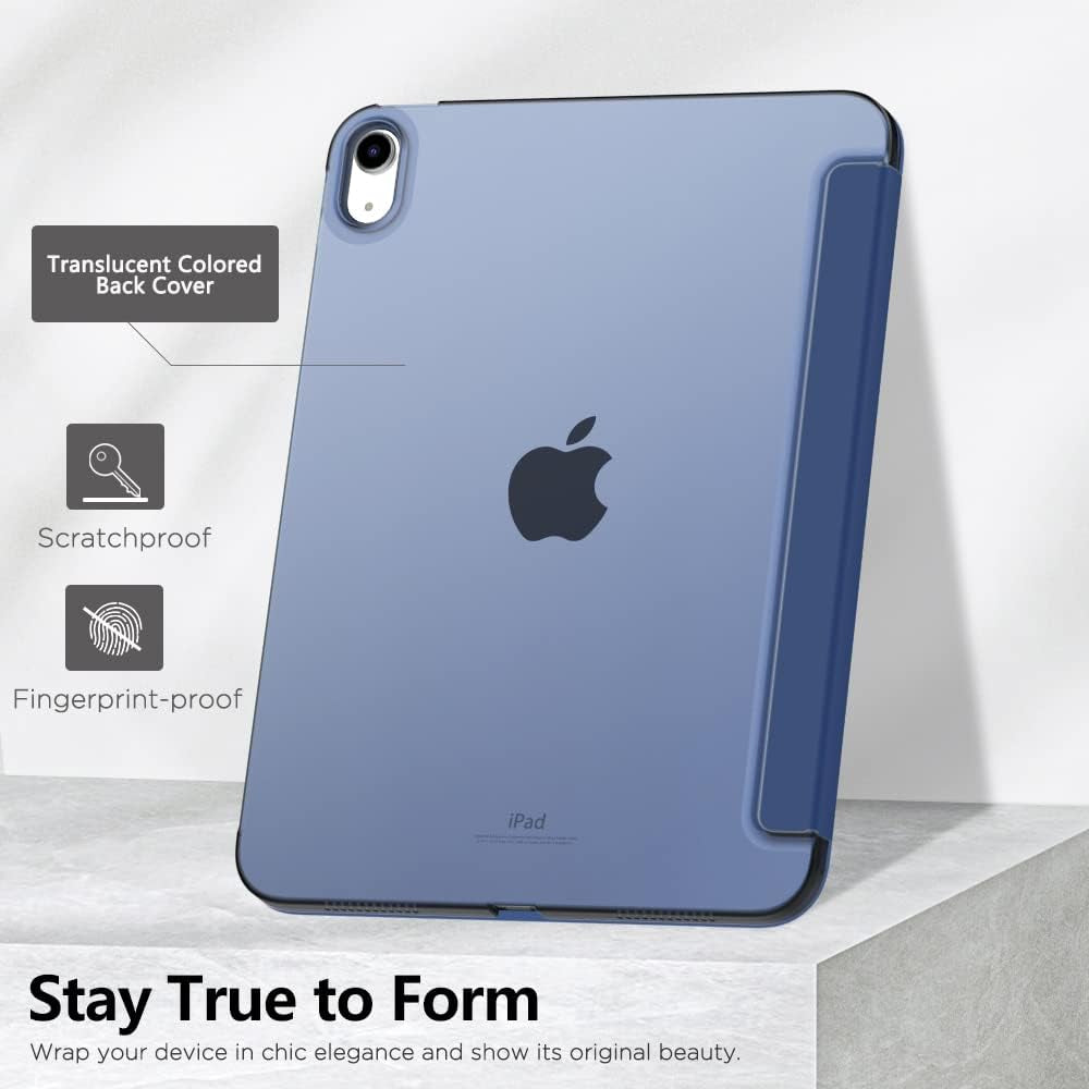 Case for Ipad (A16) 11Th Generation 11 Inch 2025, Ipad 10Th Generation 10.9 Inch 2022, Slim Stand Protective Cover with Hard PC Translucent Back Shell Cover, Support Touch ID, Navy Blue