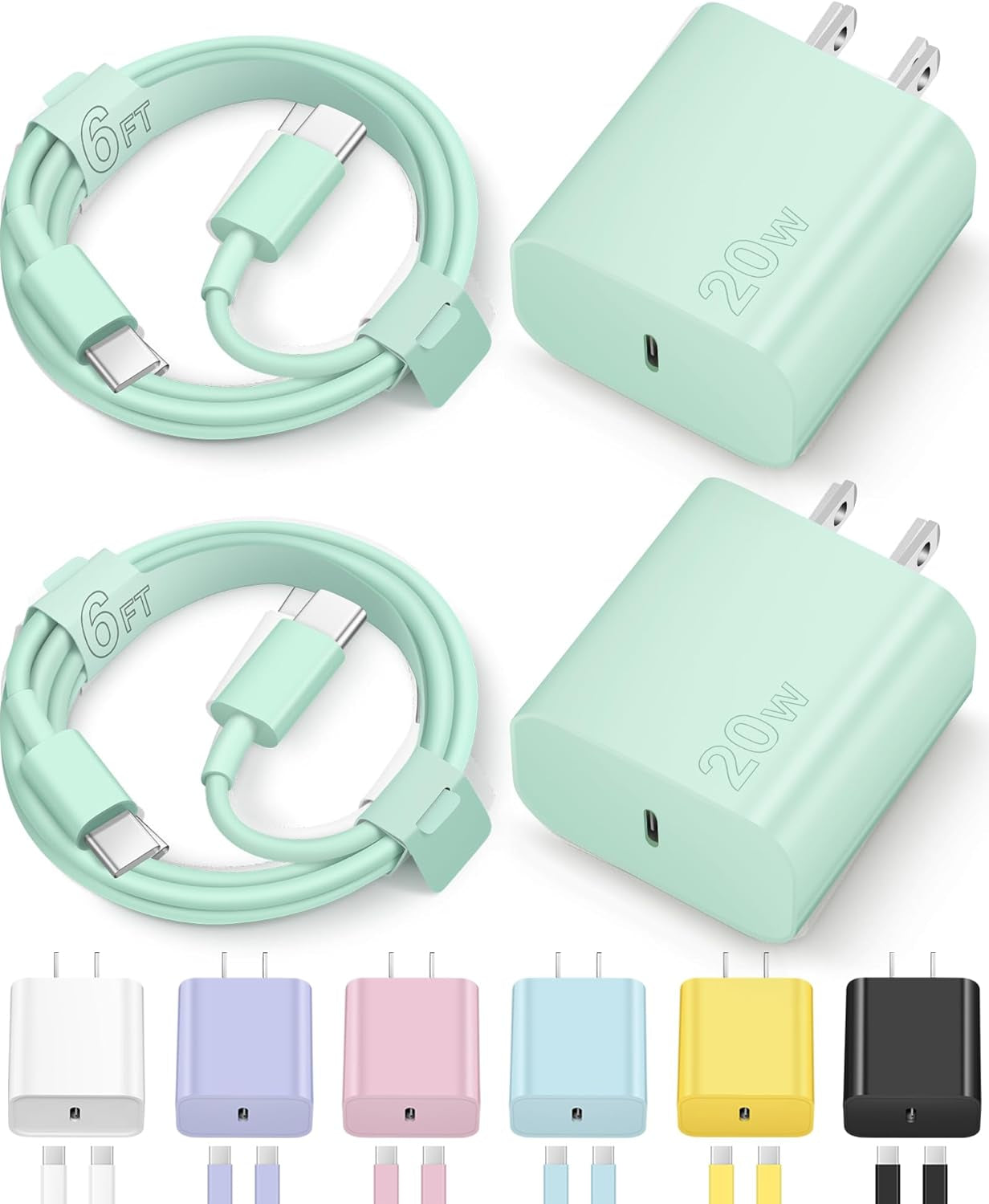 Iphone 16 15 Charger Fast Charging Type C Chargers USB C Charger Block Iphone 16 Chargers with 2 Pack 6FT Cable for Iphone 16/16 Plus/16 Pro/16 Pro Max/Iphone 15/15 Pro Max/Ipad Pro/Airpods