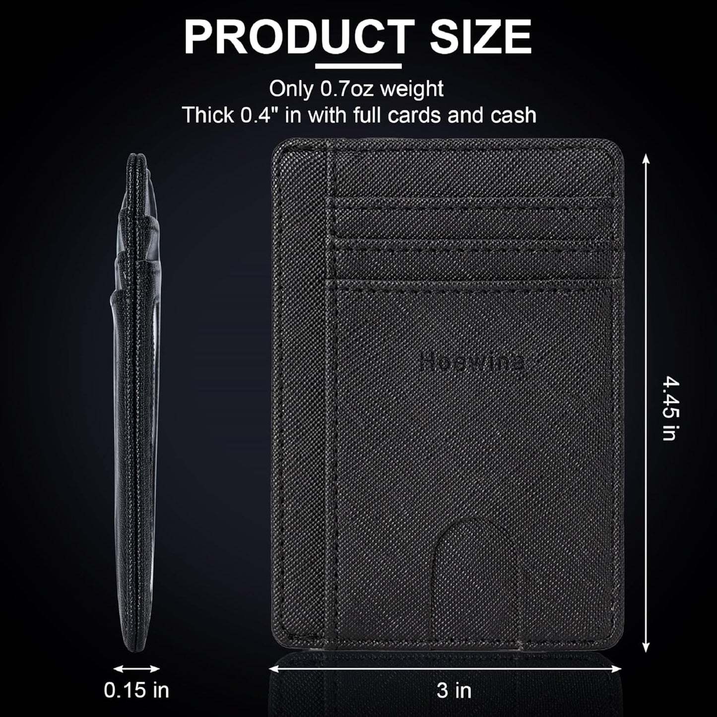 Men’s Slim Leather Wallet – RFID Blocking Minimalist Card Holder for Front Pocket (Cross Black)