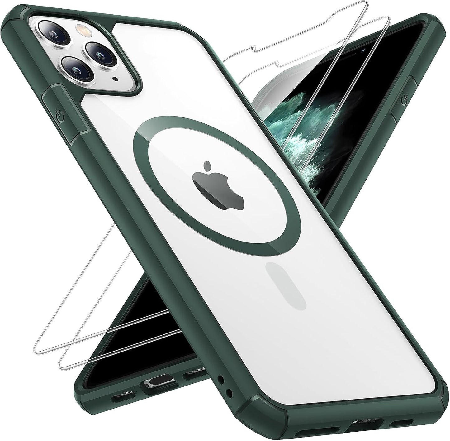 3 in 1 for Iphone 16 Case, Compatible with Magsafe [Anti-Yellowing] with 2X Screen Protectors, Military-Grade Protection, Shockproof Slim Magnetic Phone Case for Iphone 16 6.1", Clear
