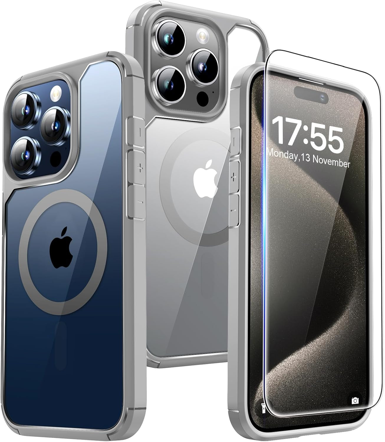 3 in 1 for Iphone 16 Case, Compatible with Magsafe [Anti-Yellowing] with 2X Screen Protectors, Military-Grade Protection, Shockproof Slim Magnetic Phone Case for Iphone 16 6.1", Clear