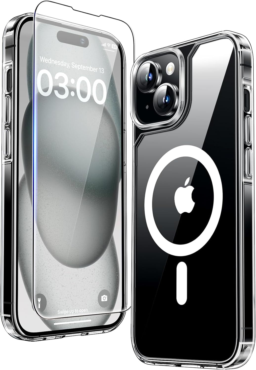 3 in 1 for Iphone 16 Case, Compatible with Magsafe [Anti-Yellowing] with 2X Screen Protectors, Military-Grade Protection, Shockproof Slim Magnetic Phone Case for Iphone 16 6.1", Clear