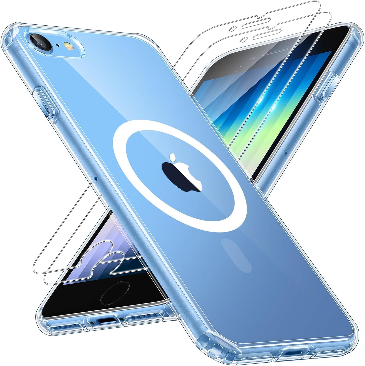 3 in 1 for Iphone 16 Case, Compatible with Magsafe [Anti-Yellowing] with 2X Screen Protectors, Military-Grade Protection, Shockproof Slim Magnetic Phone Case for Iphone 16 6.1", Clear