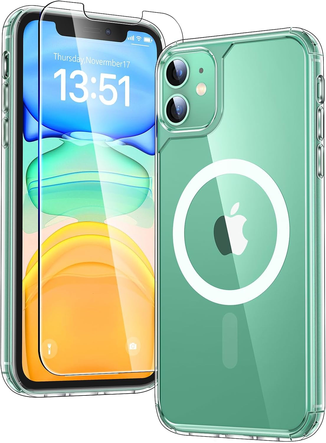 3 in 1 for Iphone 16 Case, Compatible with Magsafe [Anti-Yellowing] with 2X Screen Protectors, Military-Grade Protection, Shockproof Slim Magnetic Phone Case for Iphone 16 6.1", Clear