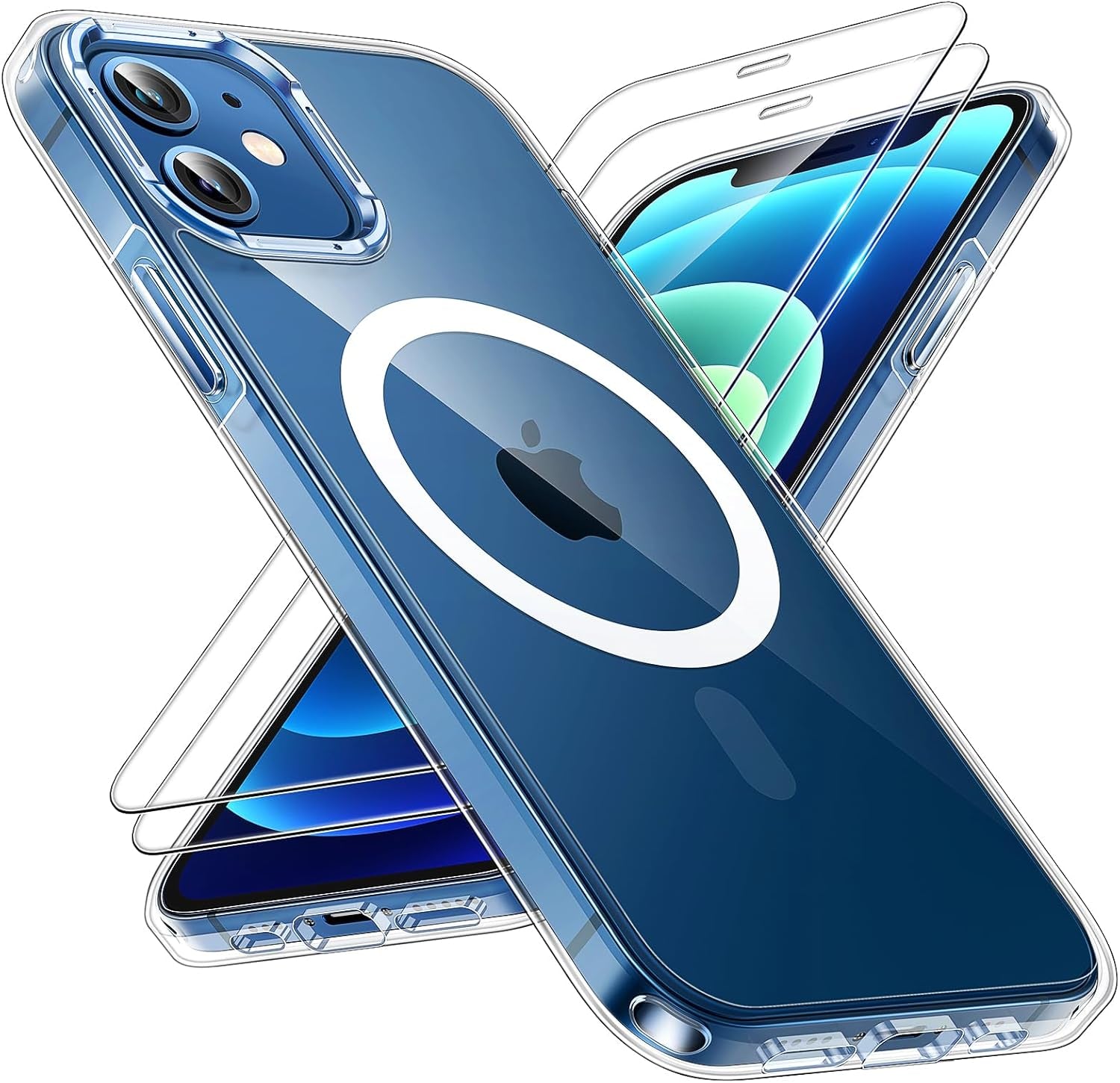 3 in 1 for Iphone 16 Case, Compatible with Magsafe [Anti-Yellowing] with 2X Screen Protectors, Military-Grade Protection, Shockproof Slim Magnetic Phone Case for Iphone 16 6.1", Clear