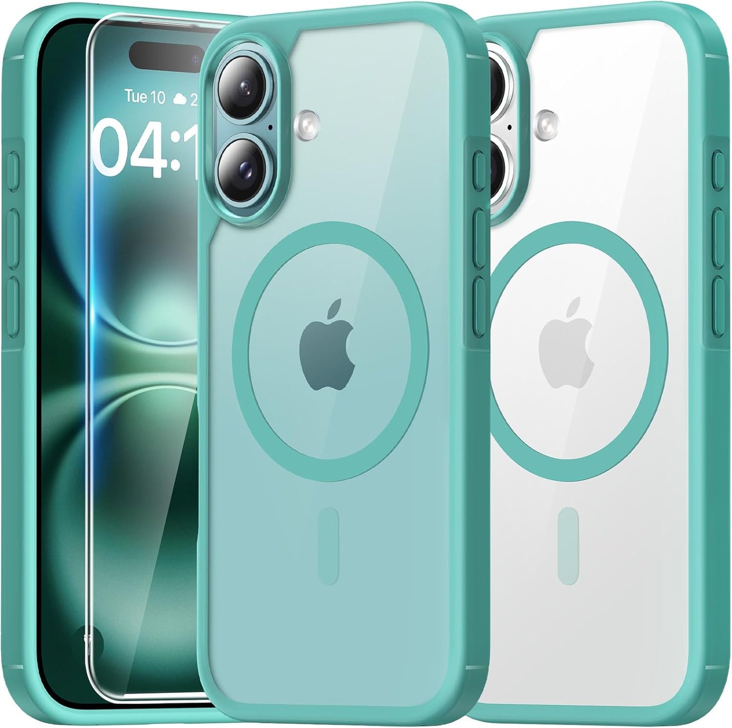 3 in 1 for Iphone 16 Case, Compatible with Magsafe [Anti-Yellowing] with 2X Screen Protectors, Military-Grade Protection, Shockproof Slim Magnetic Phone Case for Iphone 16 6.1", Clear