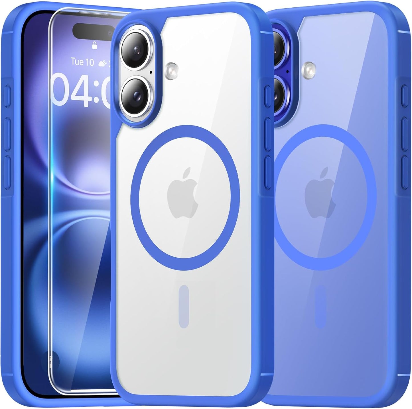 3 in 1 for Iphone 16 Case, Compatible with Magsafe [Anti-Yellowing] with 2X Screen Protectors, Military-Grade Protection, Shockproof Slim Magnetic Phone Case for Iphone 16 6.1", Clear
