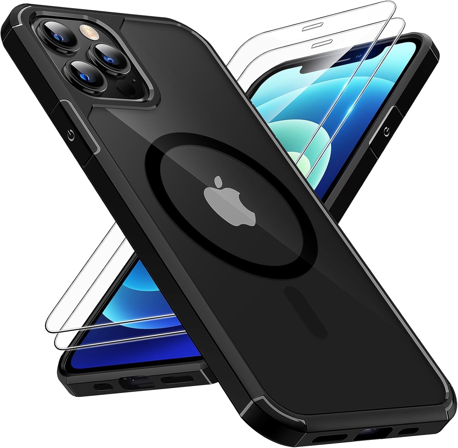 3 in 1 for Iphone 16 Case, Compatible with Magsafe [Anti-Yellowing] with 2X Screen Protectors, Military-Grade Protection, Shockproof Slim Magnetic Phone Case for Iphone 16 6.1", Clear