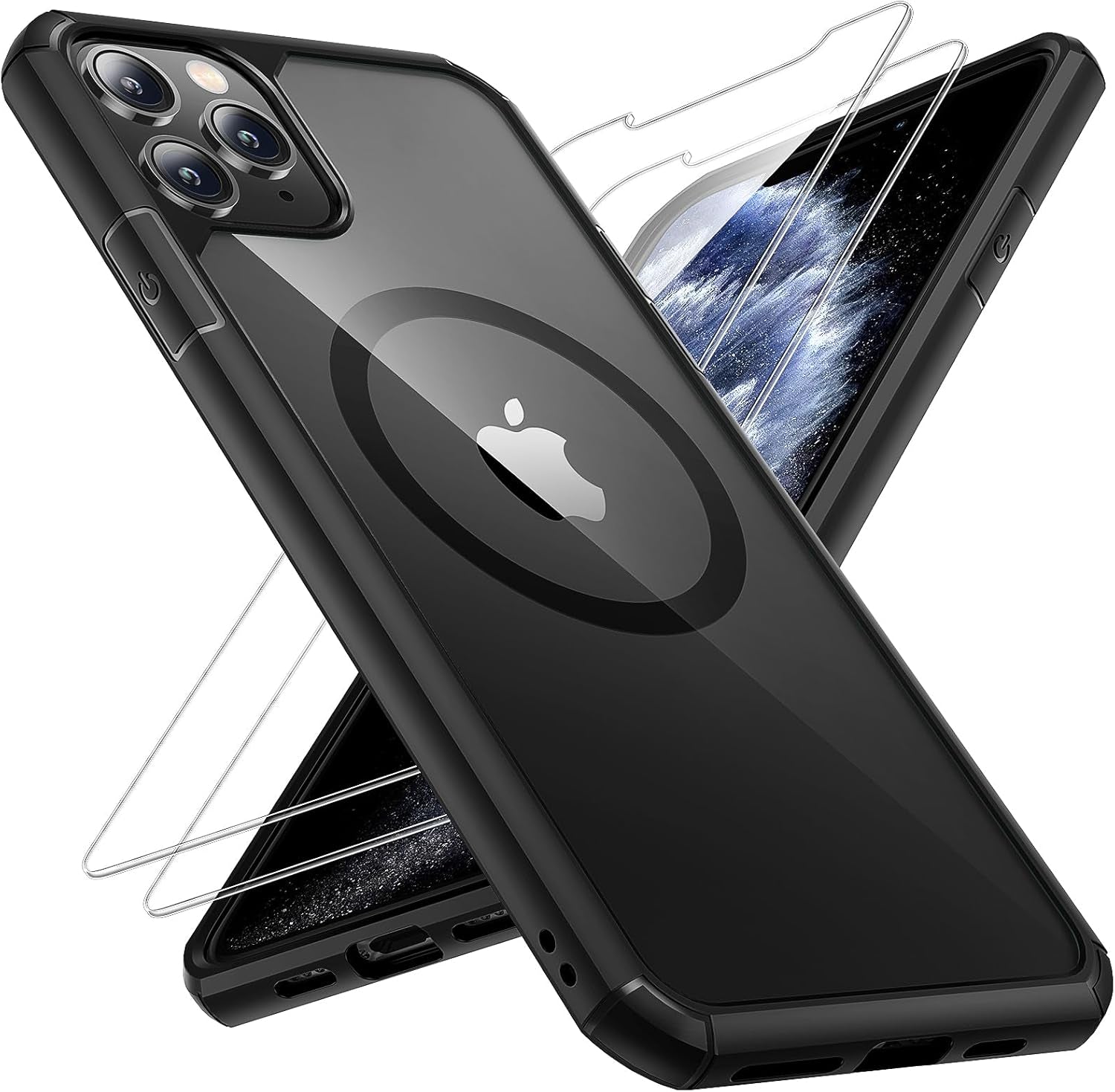 3 in 1 for Iphone 16 Case, Compatible with Magsafe [Anti-Yellowing] with 2X Screen Protectors, Military-Grade Protection, Shockproof Slim Magnetic Phone Case for Iphone 16 6.1", Clear