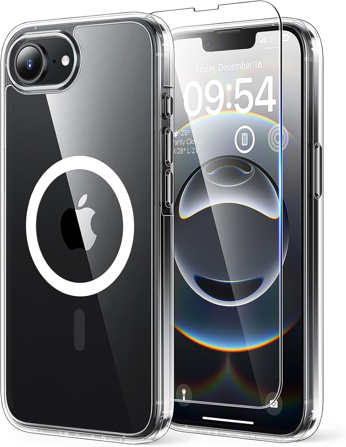 3 in 1 for Iphone 16 Case, Compatible with Magsafe [Anti-Yellowing] with 2X Screen Protectors, Military-Grade Protection, Shockproof Slim Magnetic Phone Case for Iphone 16 6.1", Clear