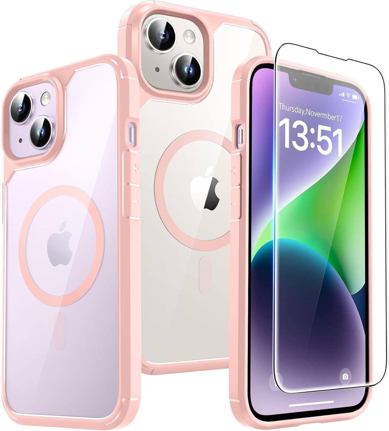 3 in 1 for Iphone 16 Case, Compatible with Magsafe [Anti-Yellowing] with 2X Screen Protectors, Military-Grade Protection, Shockproof Slim Magnetic Phone Case for Iphone 16 6.1", Clear
