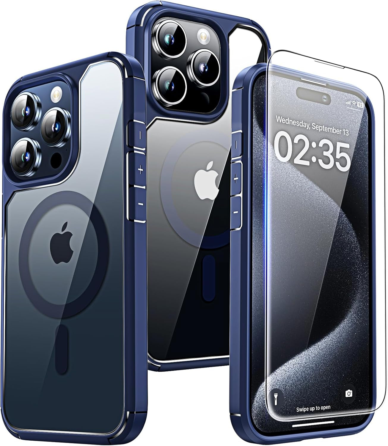 3 in 1 for Iphone 16 Case, Compatible with Magsafe [Anti-Yellowing] with 2X Screen Protectors, Military-Grade Protection, Shockproof Slim Magnetic Phone Case for Iphone 16 6.1", Clear