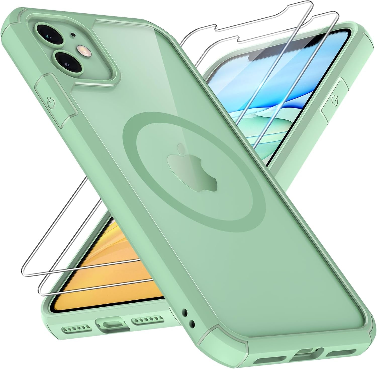 3 in 1 for Iphone 16 Case, Compatible with Magsafe [Anti-Yellowing] with 2X Screen Protectors, Military-Grade Protection, Shockproof Slim Magnetic Phone Case for Iphone 16 6.1", Clear