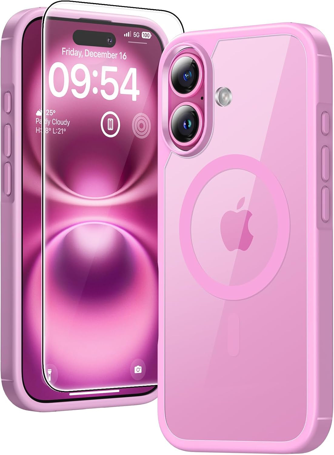 3 in 1 for Iphone 16 Case, Compatible with Magsafe [Anti-Yellowing] with 2X Screen Protectors, Military-Grade Protection, Shockproof Slim Magnetic Phone Case for Iphone 16 6.1", Clear