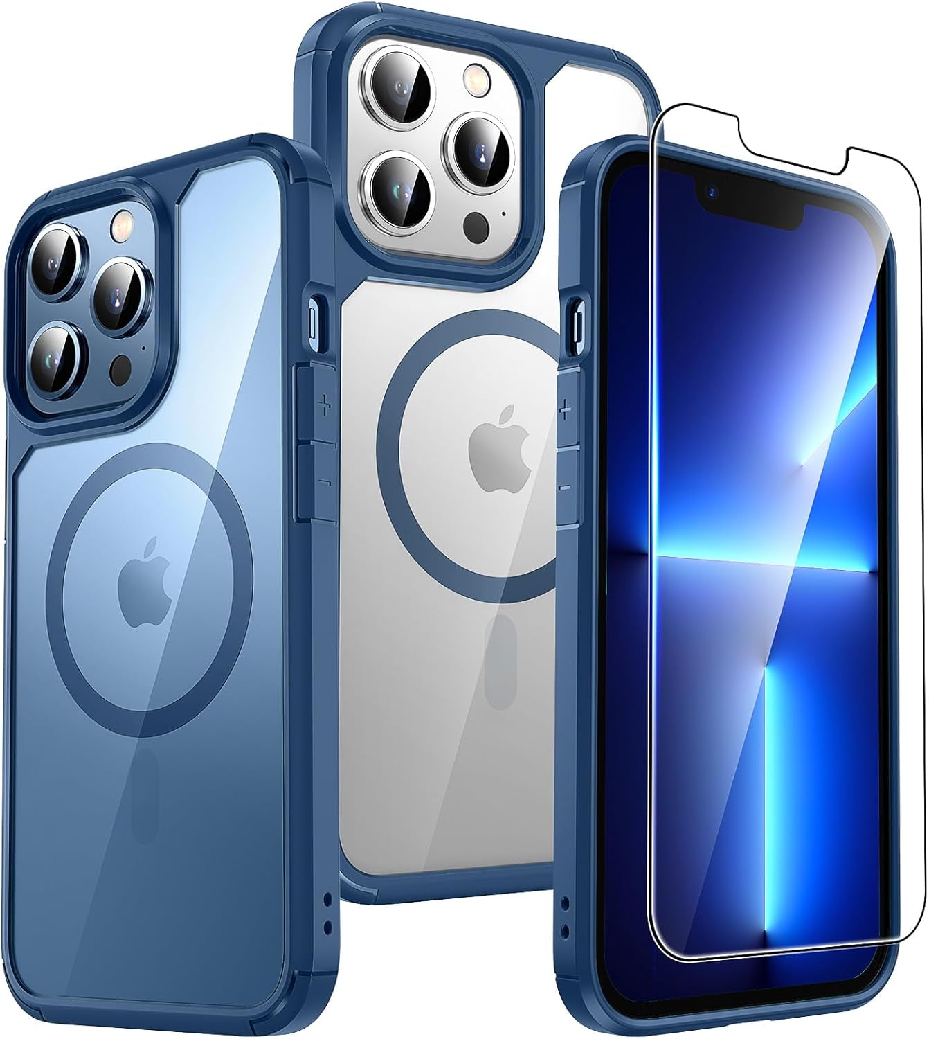 3 in 1 for Iphone 16 Case, Compatible with Magsafe [Anti-Yellowing] with 2X Screen Protectors, Military-Grade Protection, Shockproof Slim Magnetic Phone Case for Iphone 16 6.1", Clear