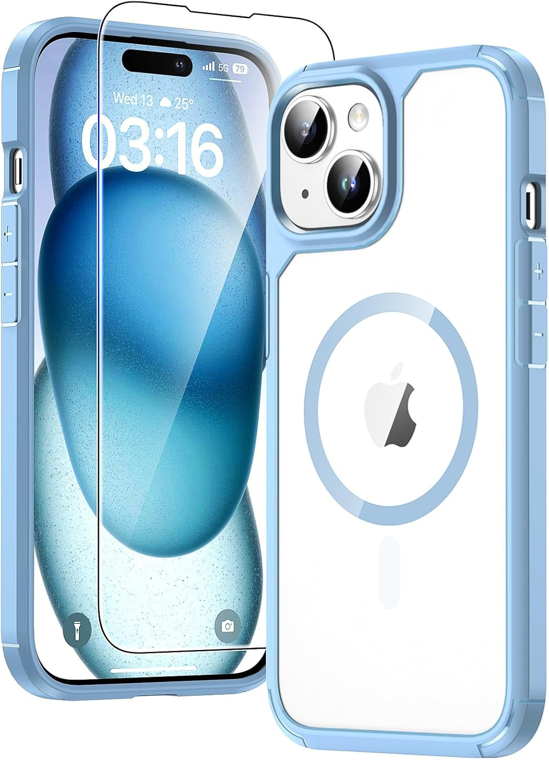3 in 1 for Iphone 16 Case, Compatible with Magsafe [Anti-Yellowing] with 2X Screen Protectors, Military-Grade Protection, Shockproof Slim Magnetic Phone Case for Iphone 16 6.1", Clear
