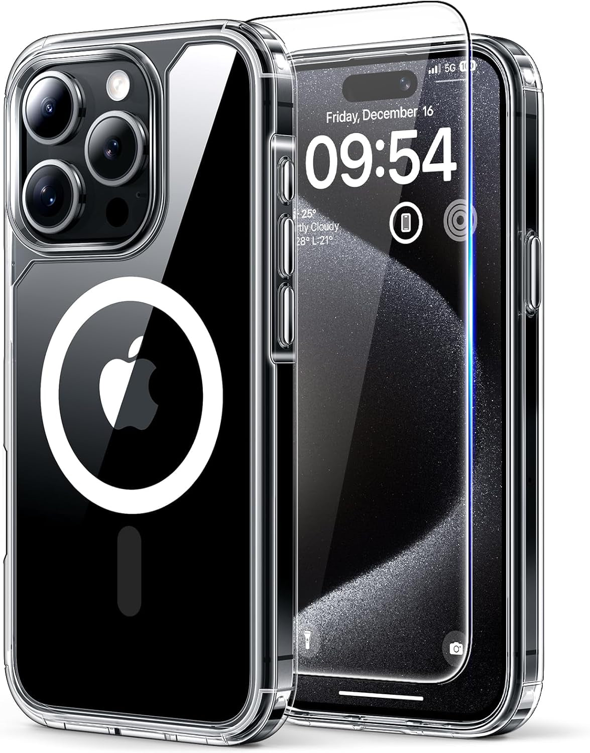 3 in 1 for Iphone 16 Case, Compatible with Magsafe [Anti-Yellowing] with 2X Screen Protectors, Military-Grade Protection, Shockproof Slim Magnetic Phone Case for Iphone 16 6.1", Clear