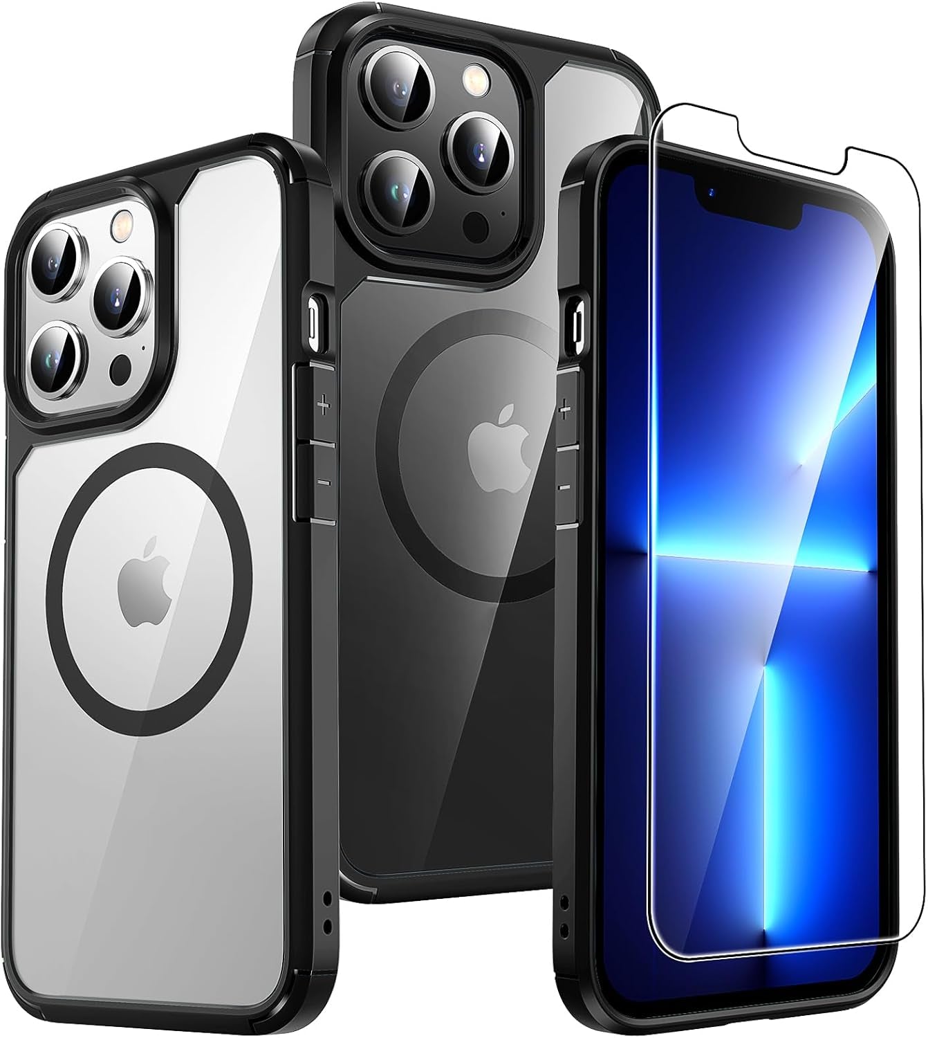 3 in 1 for Iphone 16 Case, Compatible with Magsafe [Anti-Yellowing] with 2X Screen Protectors, Military-Grade Protection, Shockproof Slim Magnetic Phone Case for Iphone 16 6.1", Clear