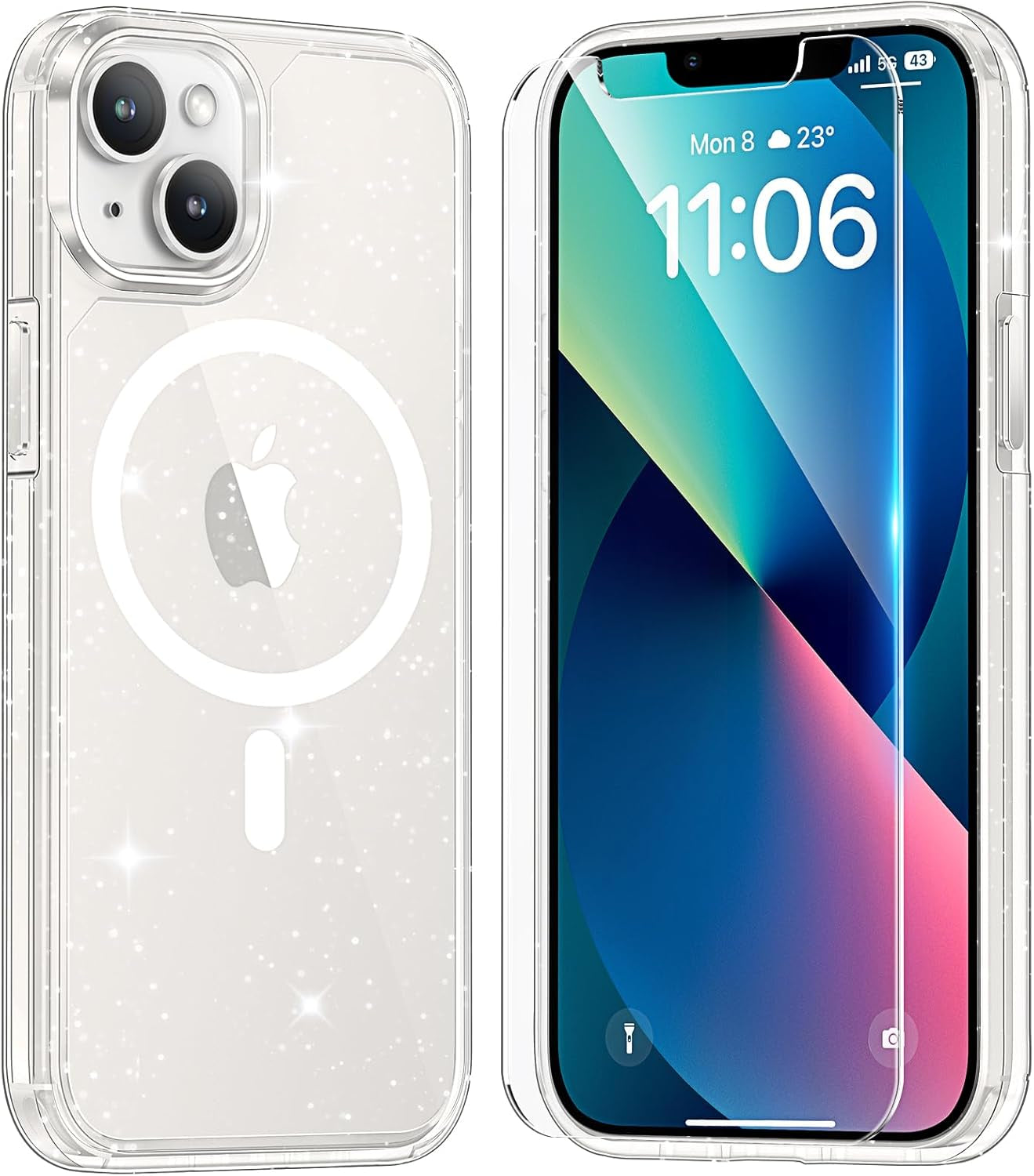 3 in 1 for Iphone 16 Case, Compatible with Magsafe [Anti-Yellowing] with 2X Screen Protectors, Military-Grade Protection, Shockproof Slim Magnetic Phone Case for Iphone 16 6.1", Clear