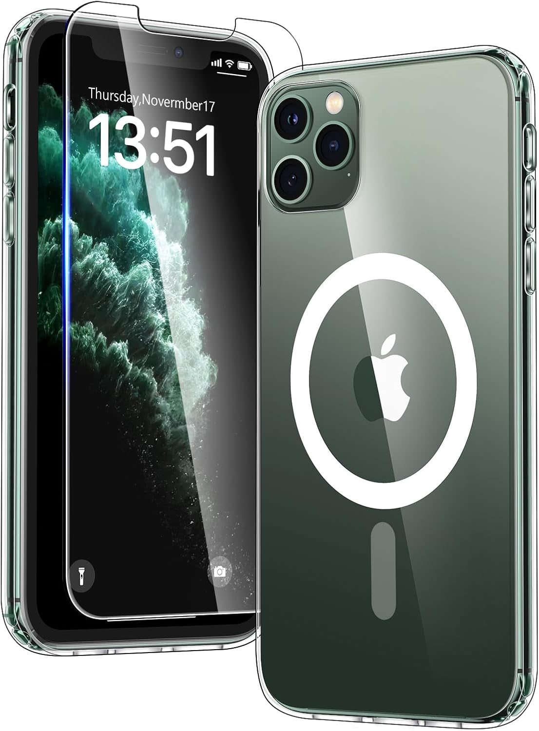 3 in 1 for Iphone 16 Case, Compatible with Magsafe [Anti-Yellowing] with 2X Screen Protectors, Military-Grade Protection, Shockproof Slim Magnetic Phone Case for Iphone 16 6.1", Clear