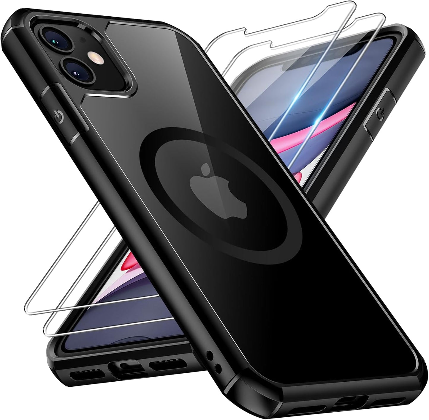 3 in 1 for Iphone 16 Case, Compatible with Magsafe [Anti-Yellowing] with 2X Screen Protectors, Military-Grade Protection, Shockproof Slim Magnetic Phone Case for Iphone 16 6.1", Clear