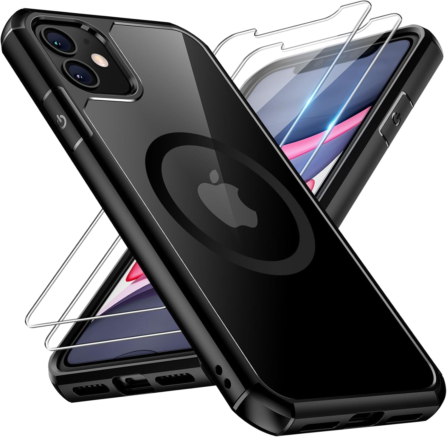 3 in 1 for Iphone 16 Case, Compatible with Magsafe [Anti-Yellowing] with 2X Screen Protectors, Military-Grade Protection, Shockproof Slim Magnetic Phone Case for Iphone 16 6.1", Clear