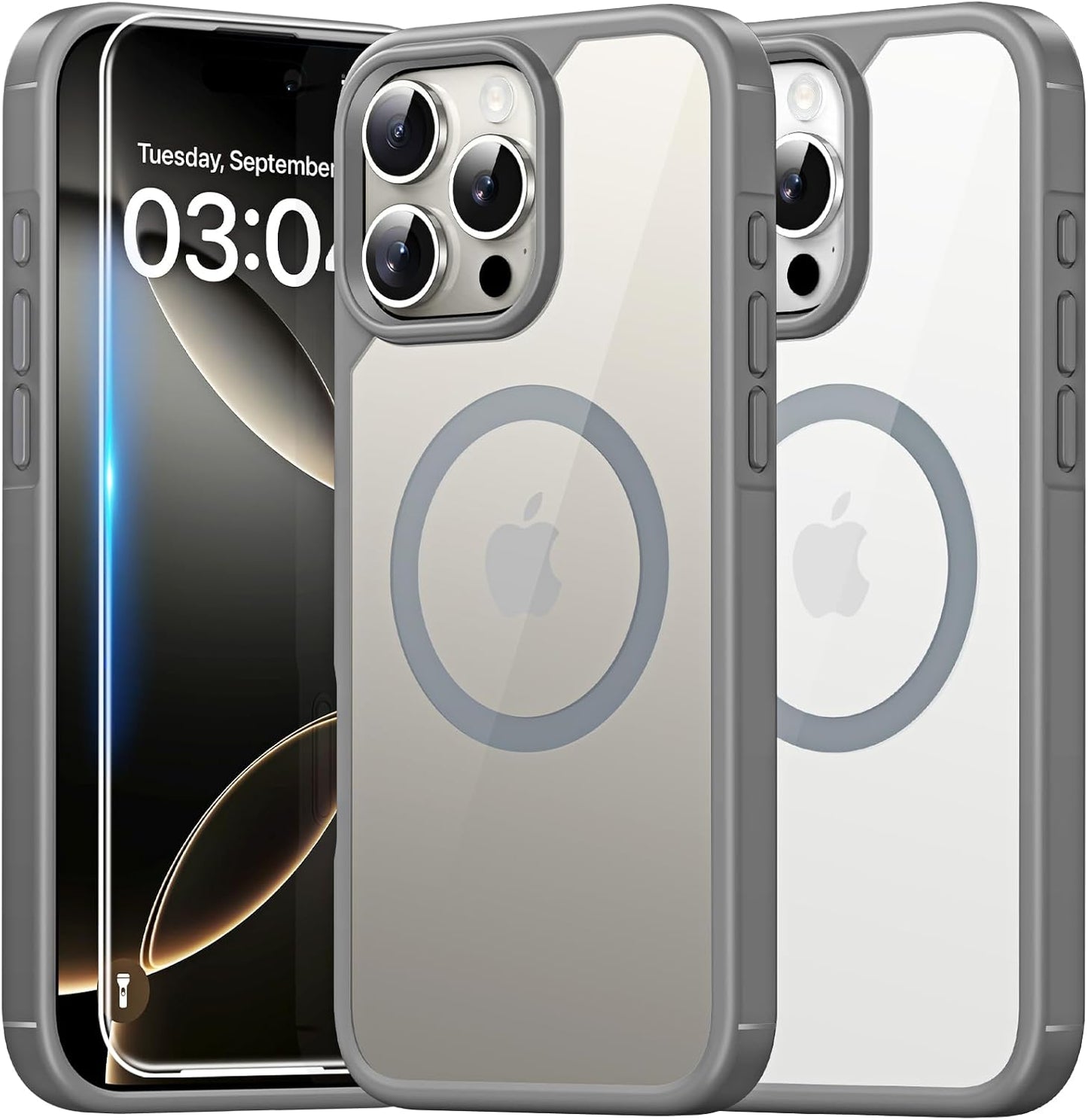 3 in 1 for Iphone 16 Case, Compatible with Magsafe [Anti-Yellowing] with 2X Screen Protectors, Military-Grade Protection, Shockproof Slim Magnetic Phone Case for Iphone 16 6.1", Clear