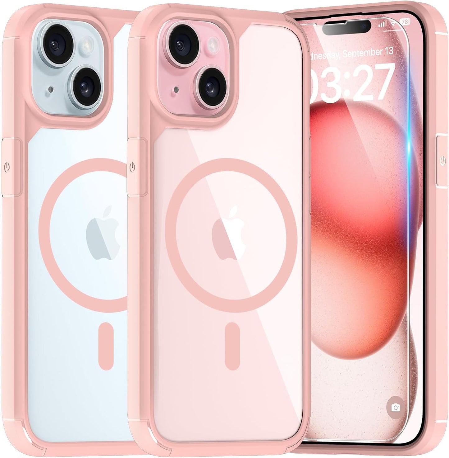 3 in 1 for Iphone 16 Case, Compatible with Magsafe [Anti-Yellowing] with 2X Screen Protectors, Military-Grade Protection, Shockproof Slim Magnetic Phone Case for Iphone 16 6.1", Clear