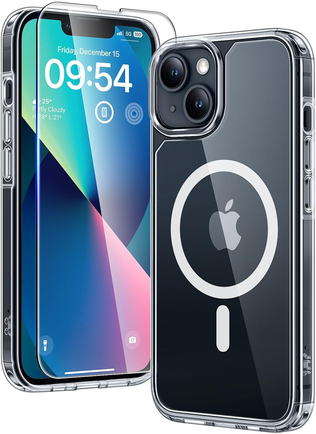 3 in 1 for Iphone 16 Case, Compatible with Magsafe [Anti-Yellowing] with 2X Screen Protectors, Military-Grade Protection, Shockproof Slim Magnetic Phone Case for Iphone 16 6.1", Clear