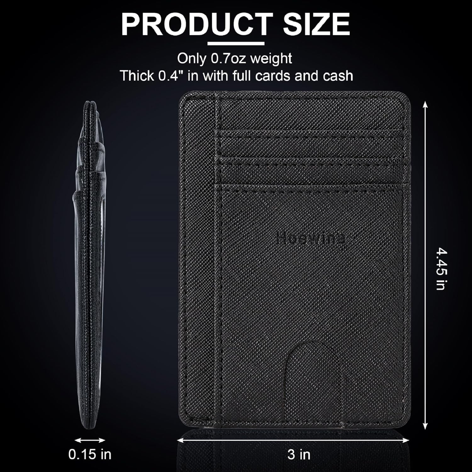 Men’s Slim Leather Wallet – RFID Blocking Minimalist Card Holder for Front Pocket (Cross Black)