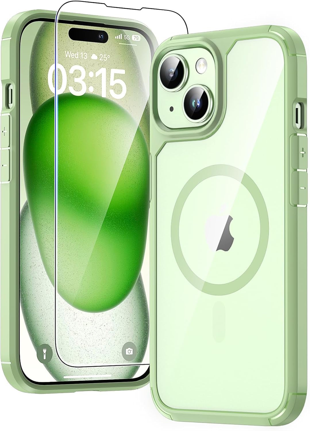 3 in 1 for Iphone 16 Case, Compatible with Magsafe [Anti-Yellowing] with 2X Screen Protectors, Military-Grade Protection, Shockproof Slim Magnetic Phone Case for Iphone 16 6.1", Clear