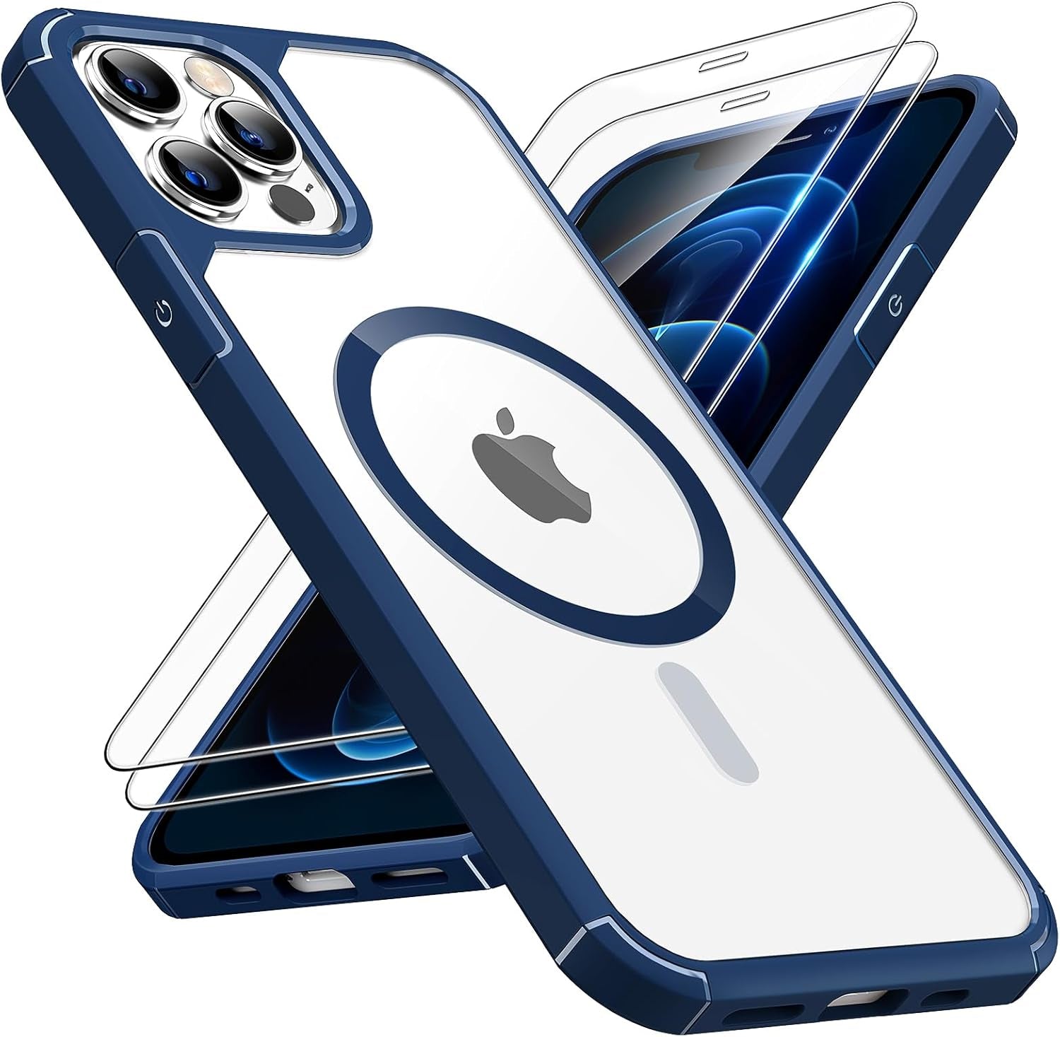 3 in 1 for Iphone 16 Case, Compatible with Magsafe [Anti-Yellowing] with 2X Screen Protectors, Military-Grade Protection, Shockproof Slim Magnetic Phone Case for Iphone 16 6.1", Clear