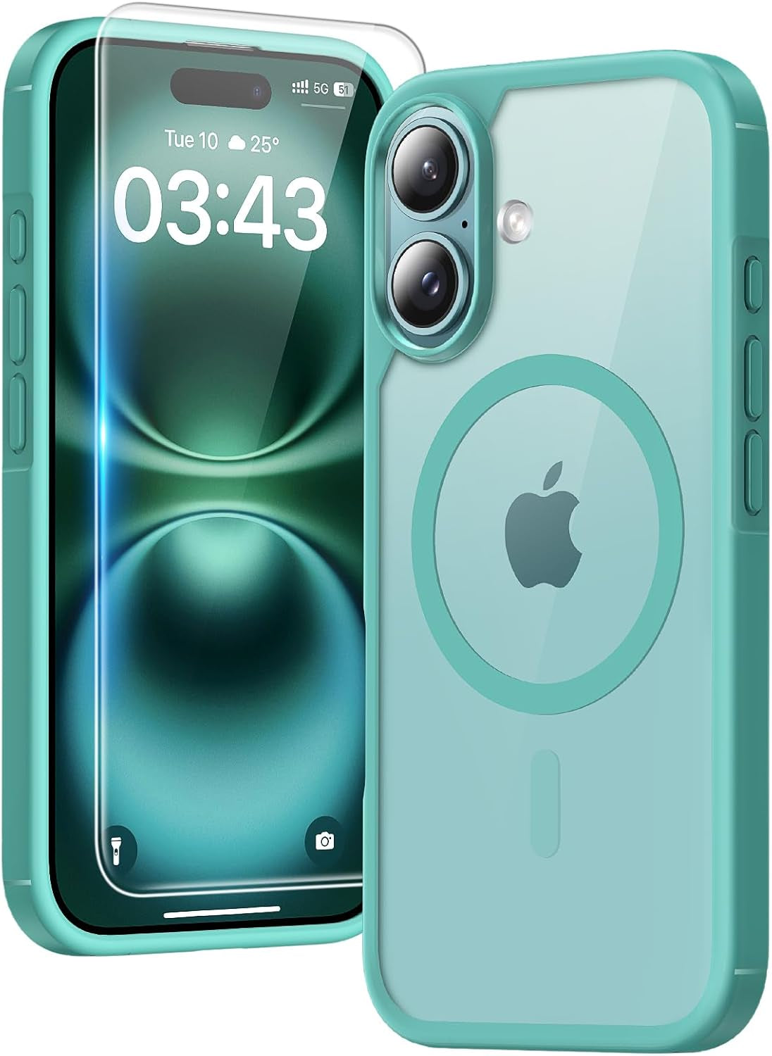 3 in 1 for Iphone 16 Case, Compatible with Magsafe [Anti-Yellowing] with 2X Screen Protectors, Military-Grade Protection, Shockproof Slim Magnetic Phone Case for Iphone 16 6.1", Clear